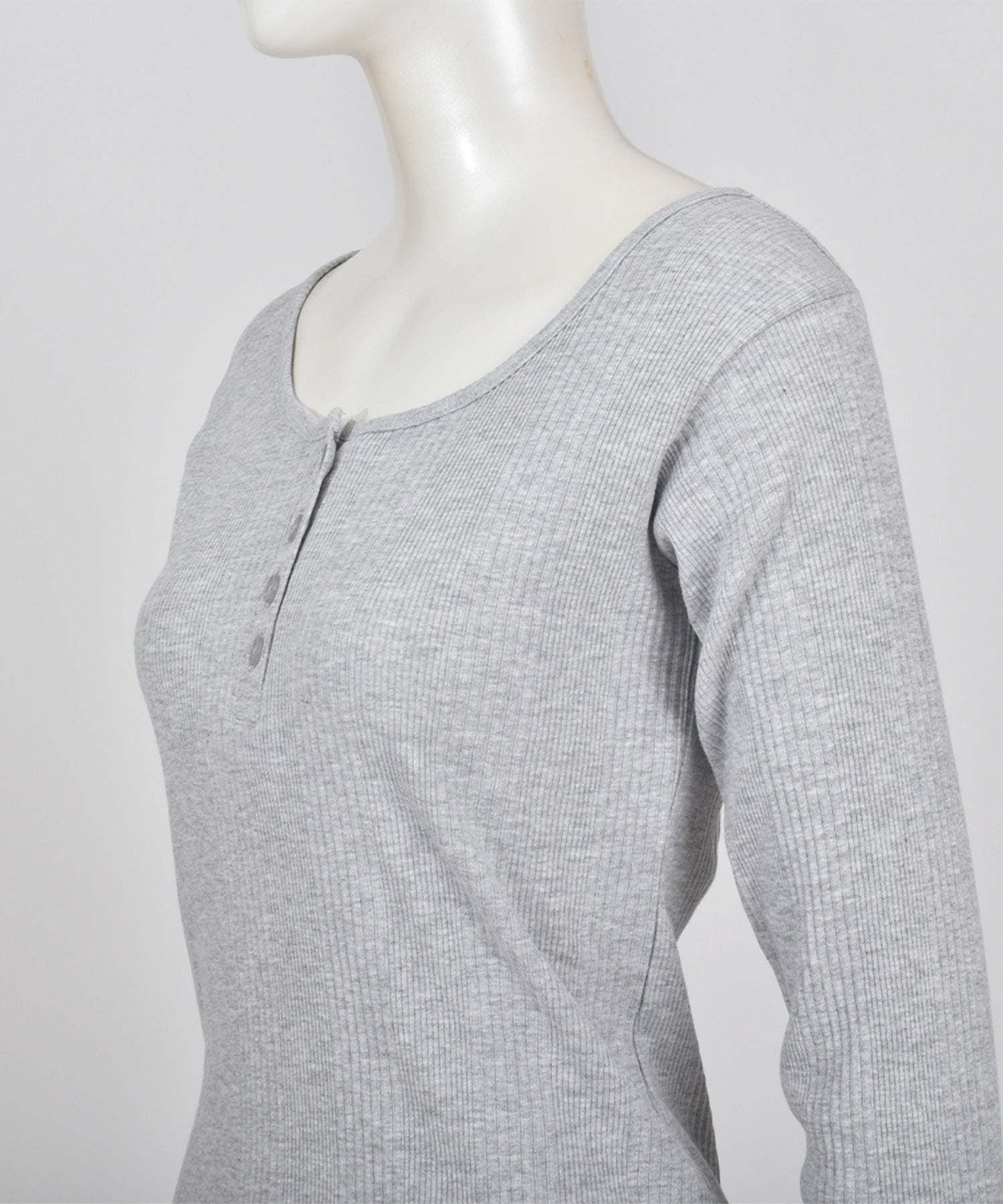 フェルトマリエッタ Felt Maglietta ランダムリブヘンリーネックロングTシャツ （ミックスグレー） ミックスグレー
