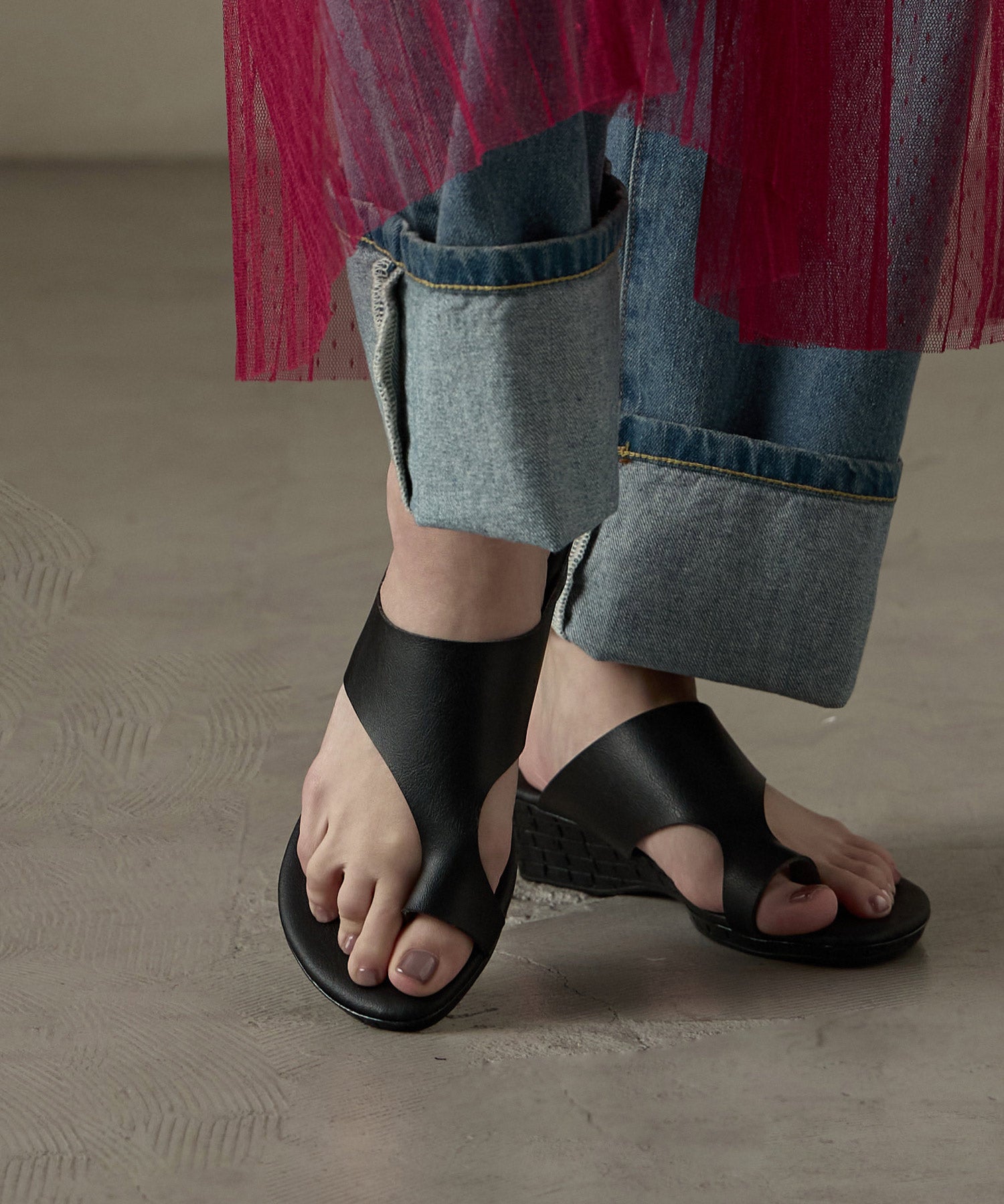 ファッションレター Fashion Letter 日本製 トングサンダル スポサン レディース （ブラック） ブラック