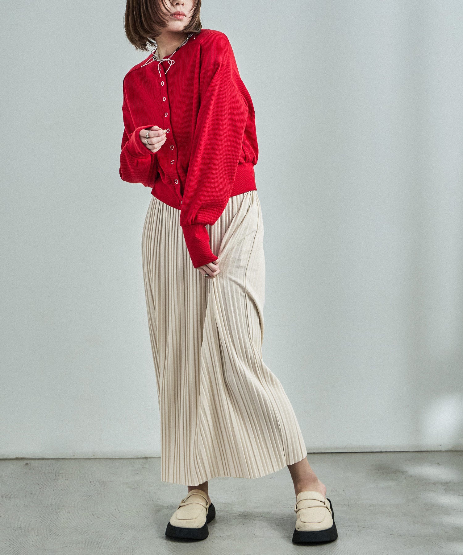 ファッションレター Fashion Letter プリーツロングスカート （アイボリー） アイボリー