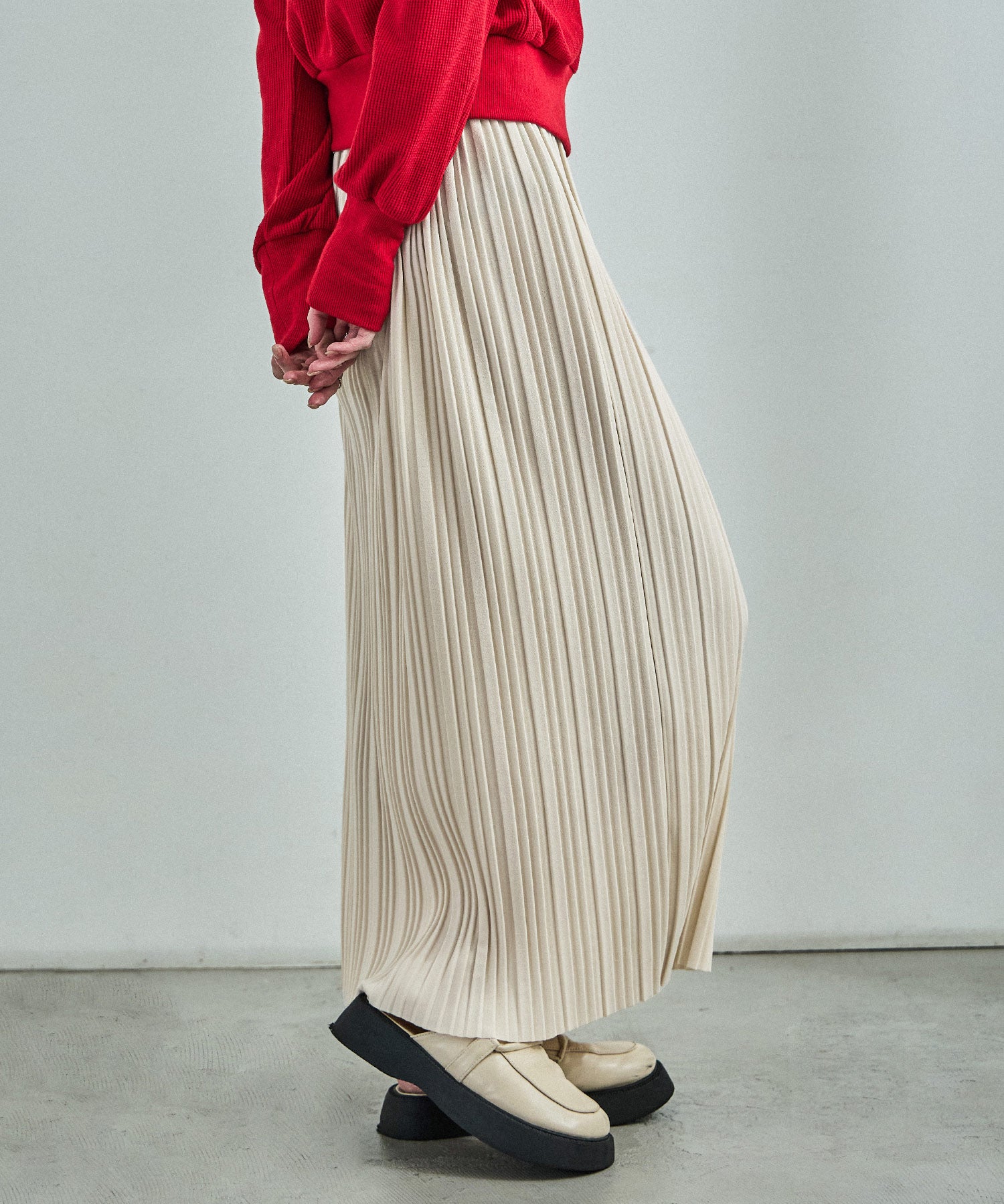 ファッションレター Fashion Letter プリーツロングスカート （アイボリー） アイボリー