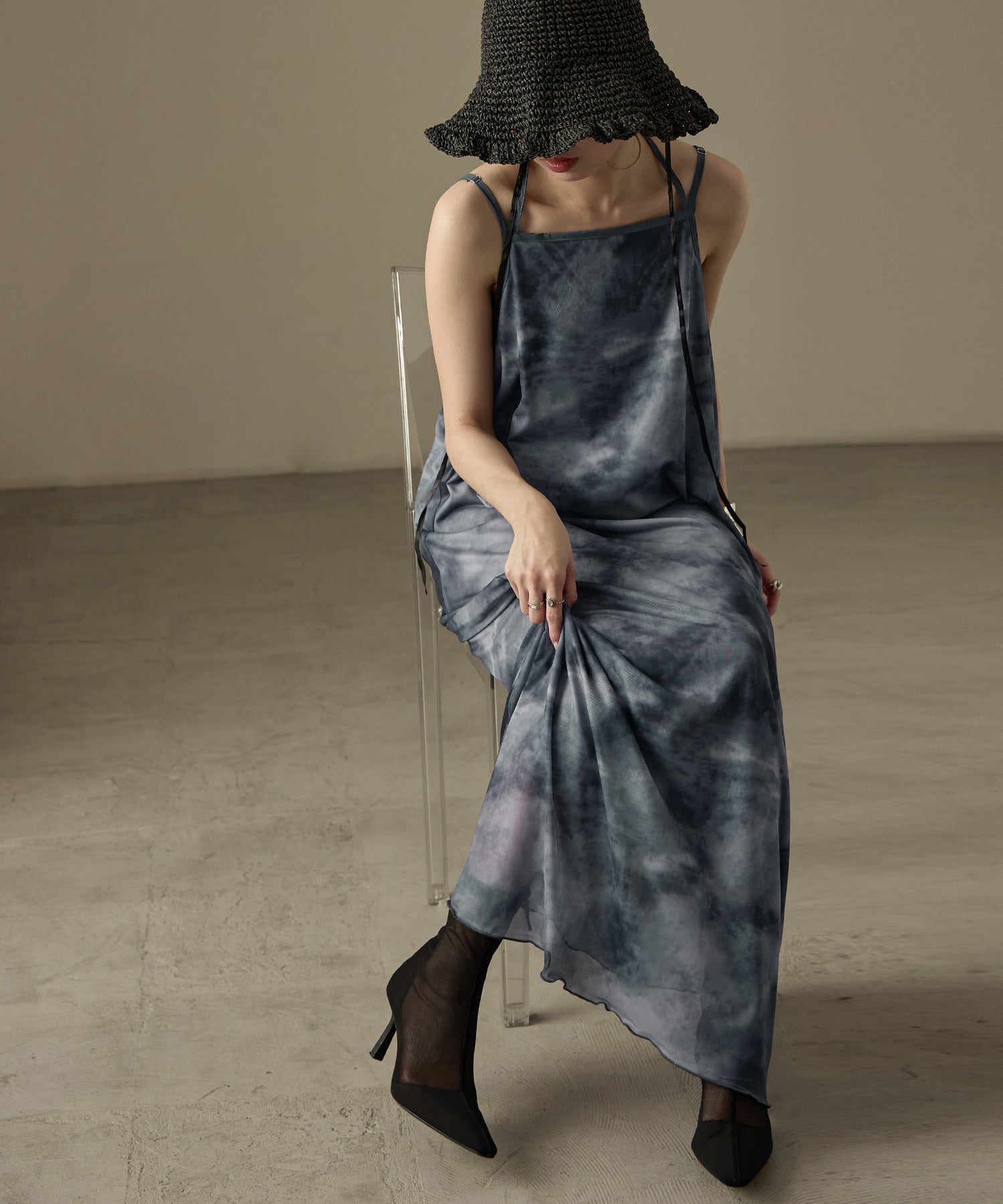 ファッションレター Fashion Letter パワーネット 2wayマーブル柄キャミワンピース （ブルー） ブルー