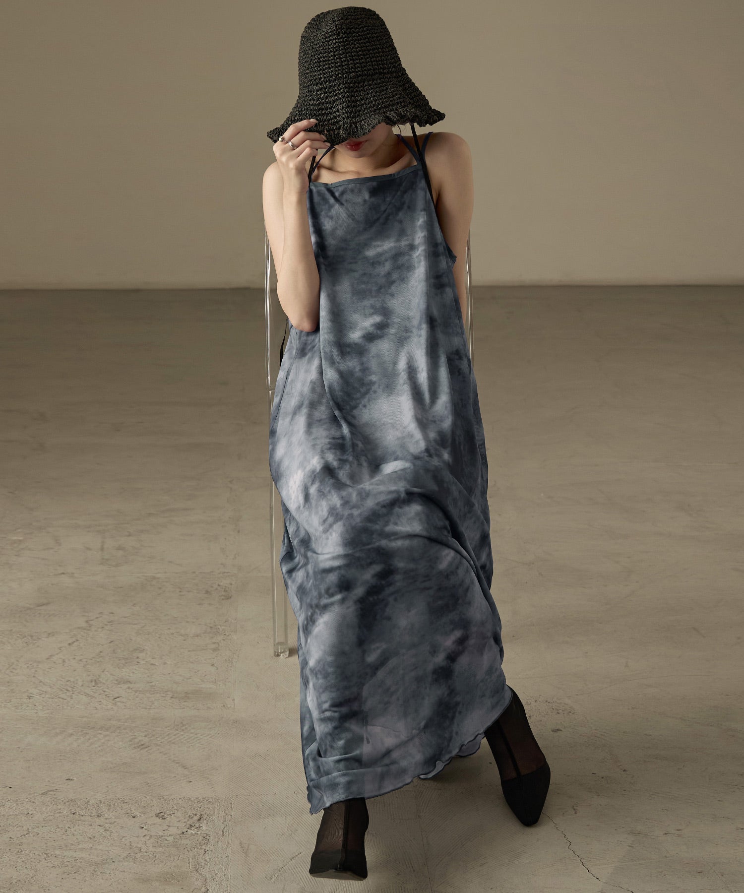ファッションレター Fashion Letter パワーネット 2wayマーブル柄キャミワンピース （ブルー） ブルー