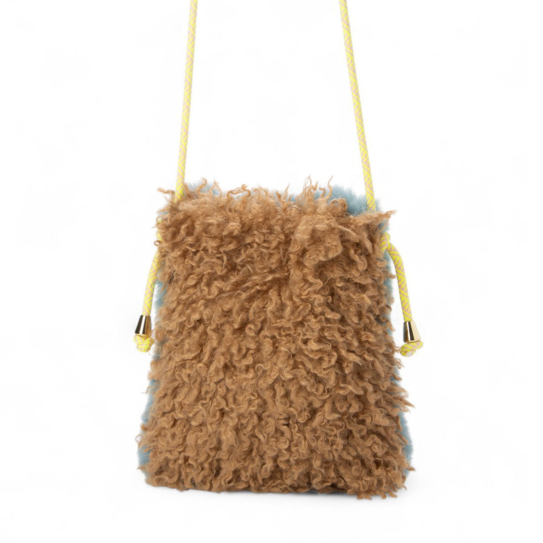 フェイクファースマホポシェット ショルダーバッグ レッキス風×ラム風 （サックスブルー） サックスブルー