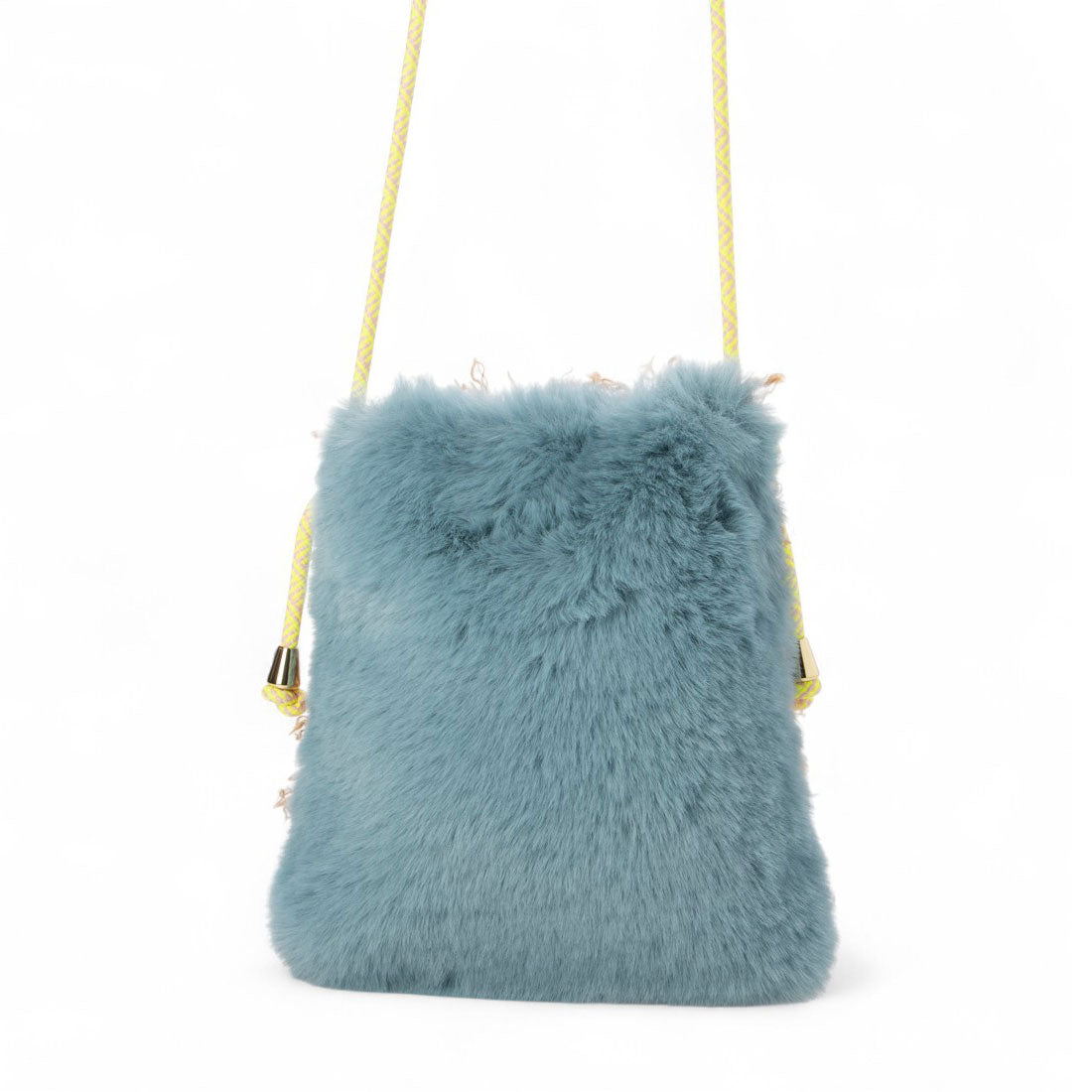 フェイクファースマホポシェット ショルダーバッグ レッキス風×ラム風 （サックスブルー） サックスブルー