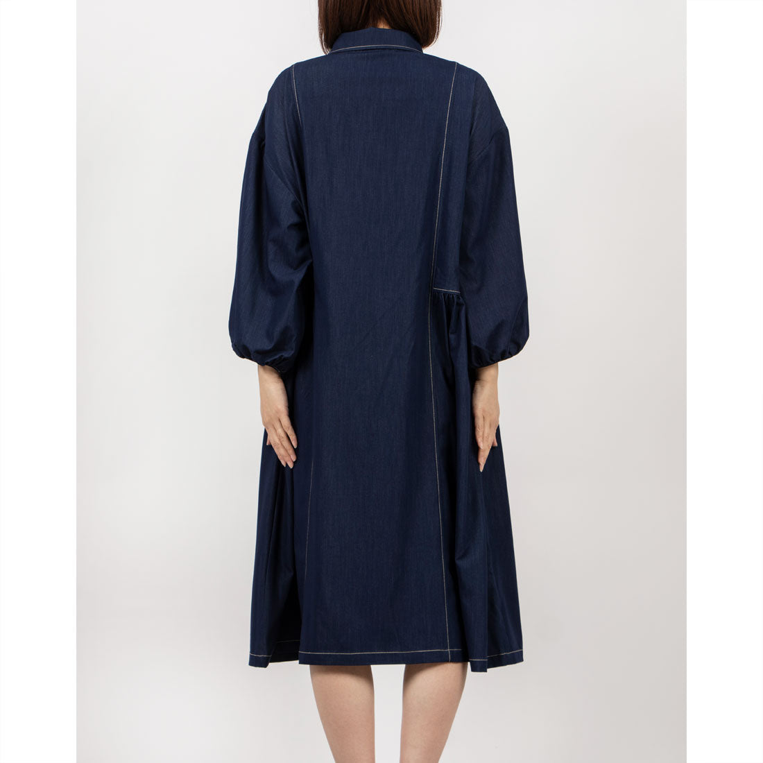 フォーリン アンド コー fall-in&co さらりと纏う ロングシャツワンピース コットン 230909-1 （青） 青
