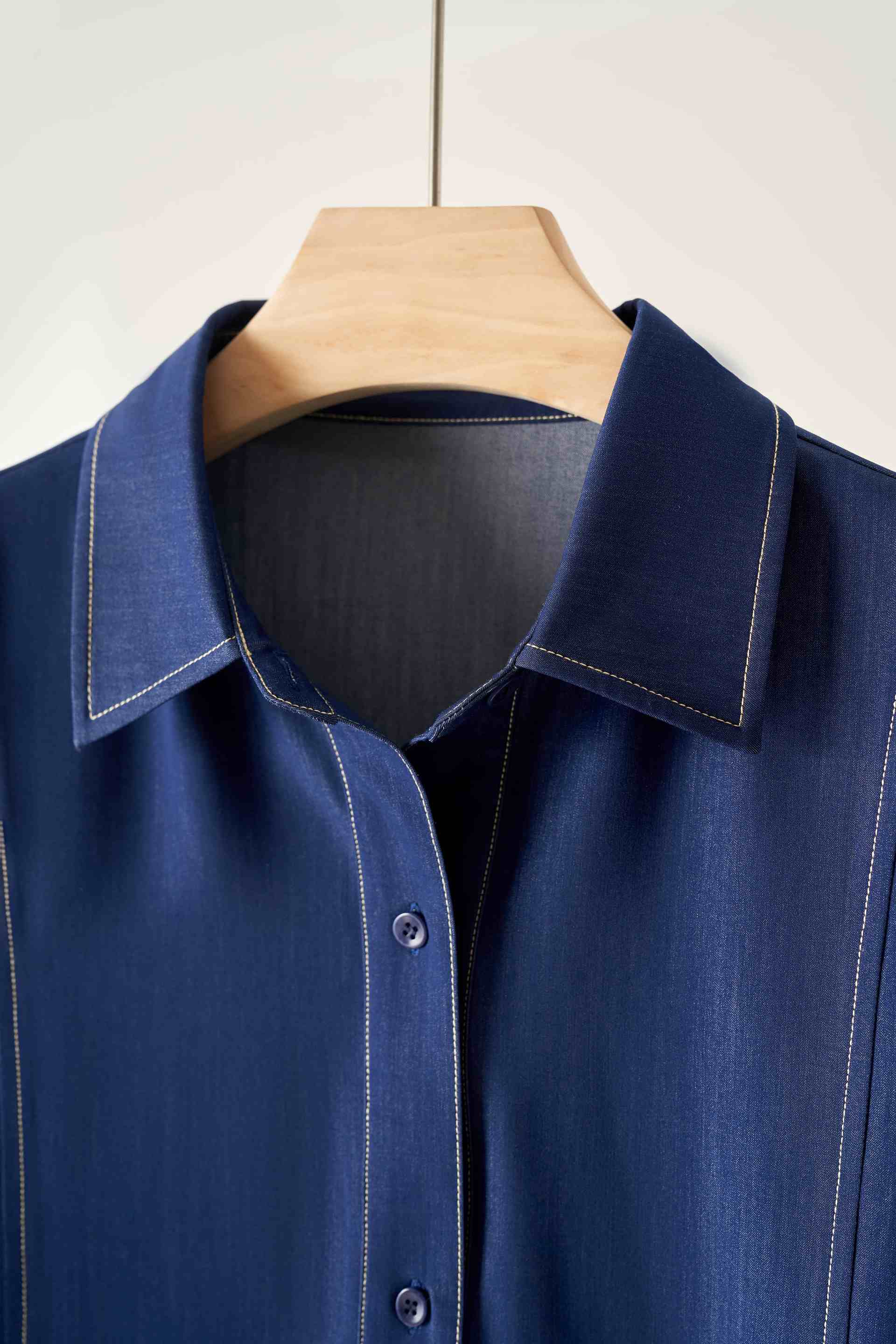 フォーリン アンド コー fall-in&co さらりと纏う ロングシャツワンピース コットン 230909-1 （青） 青