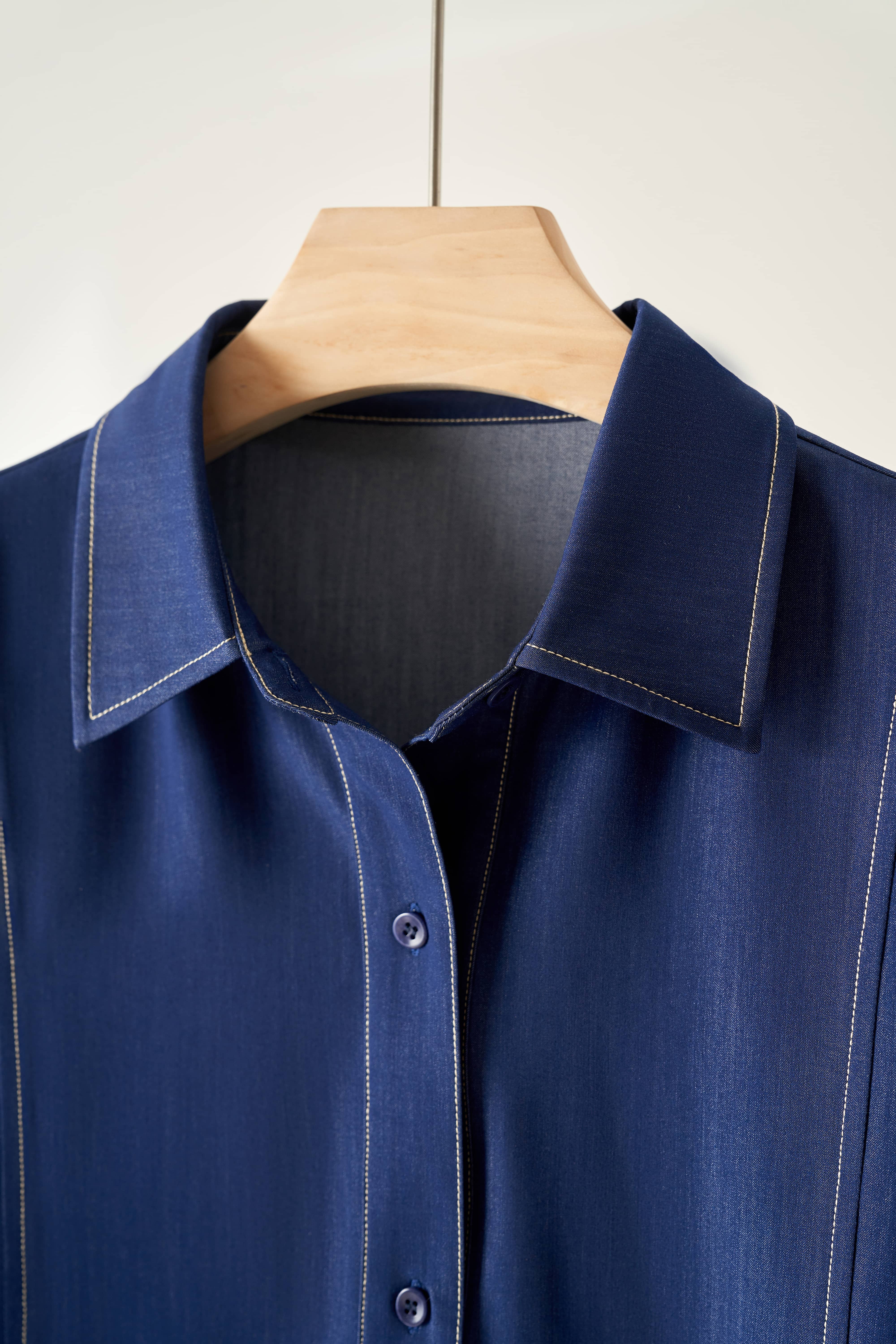フォーリン アンド コー fall-in&co さらりと纏う ロングシャツワンピース コットン 230909-1 （青） 青