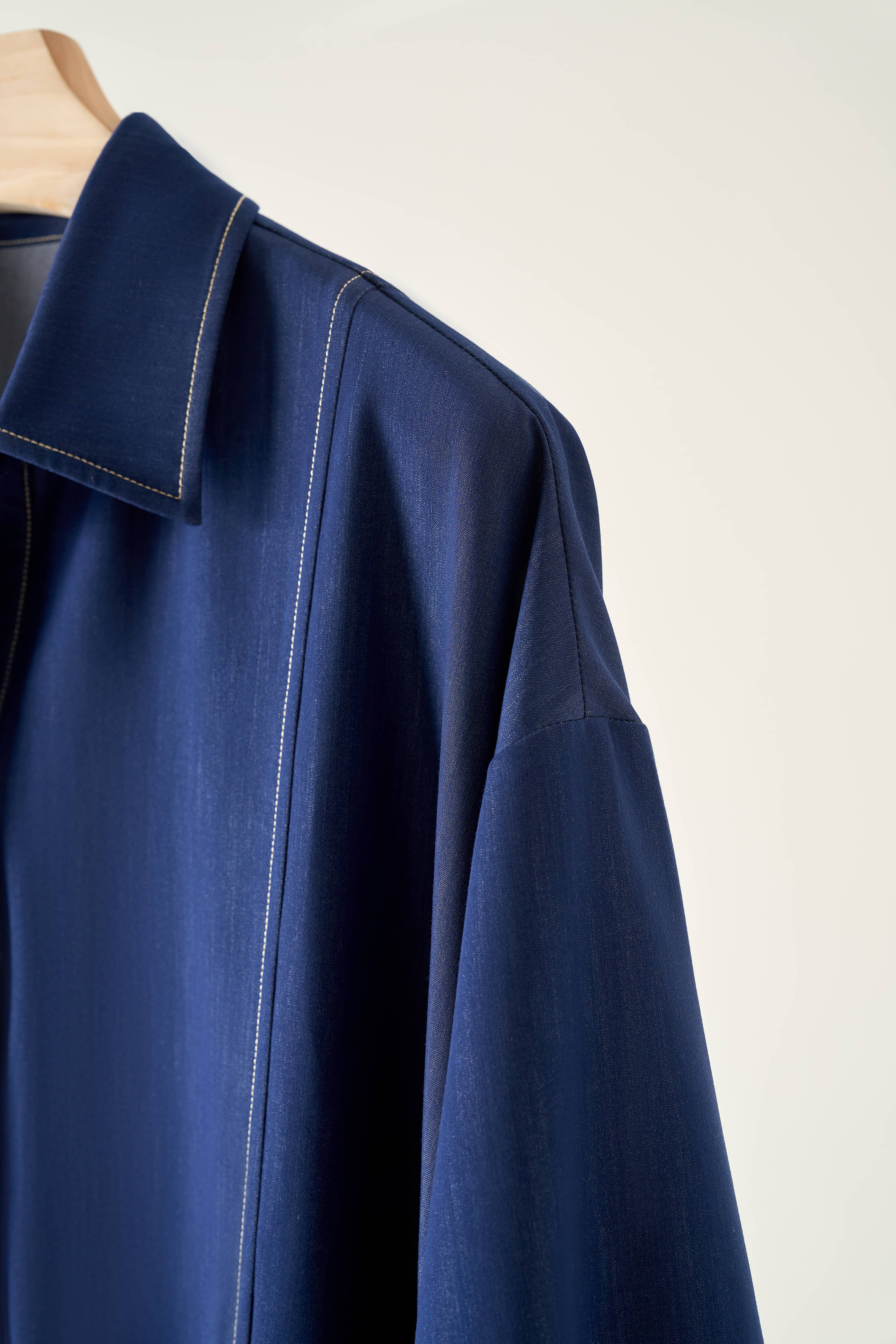 フォーリン アンド コー fall-in&co さらりと纏う ロングシャツワンピース コットン 230909-1 （青） 青