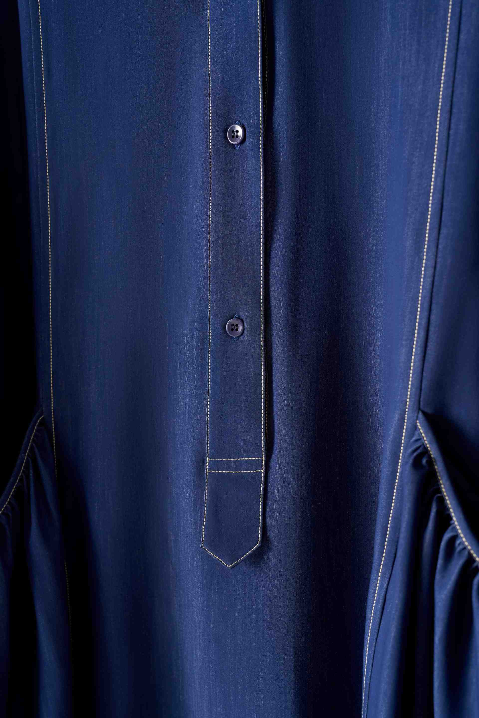 フォーリン アンド コー fall-in&co さらりと纏う ロングシャツワンピース コットン 230909-1 （青） 青