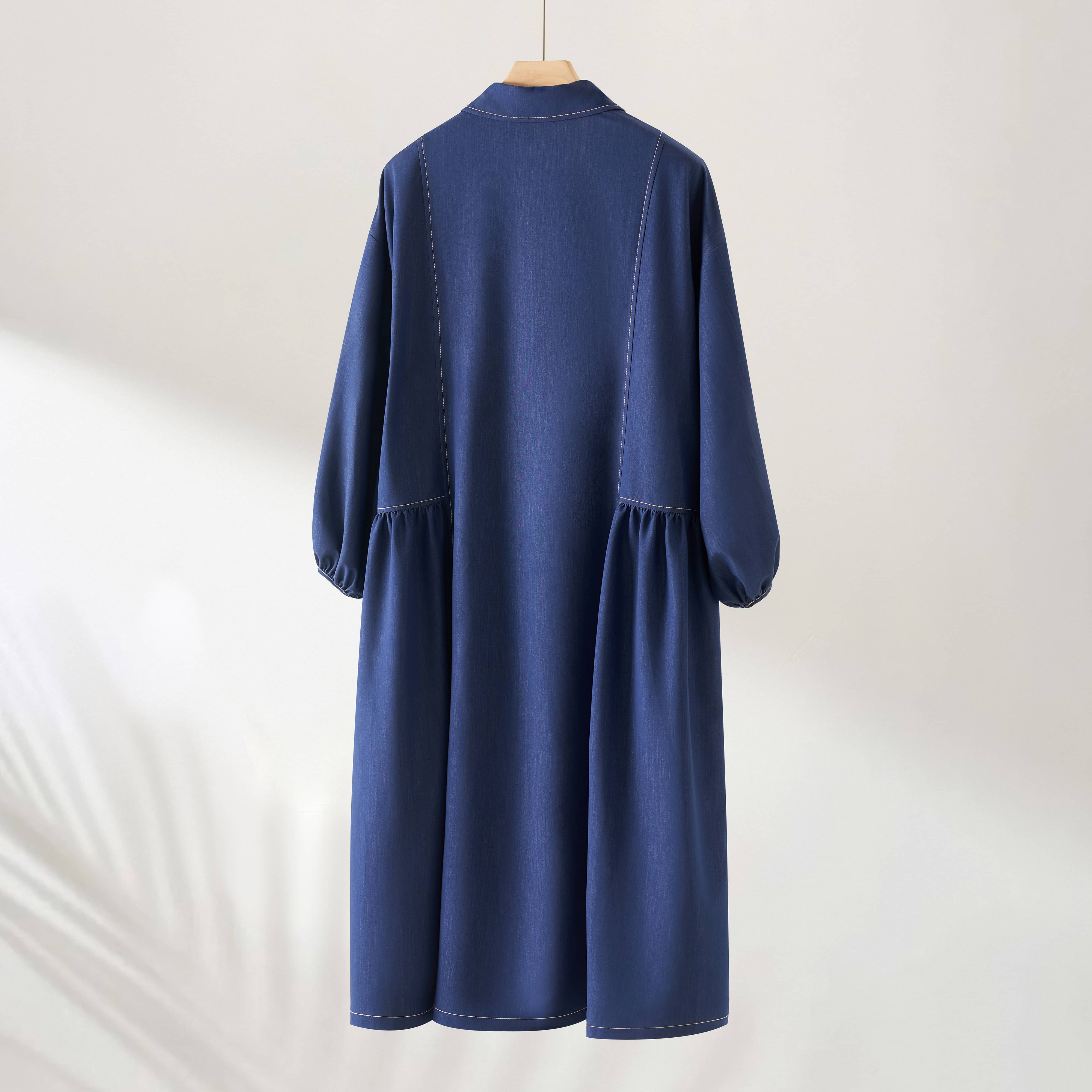 フォーリン アンド コー fall-in&co さらりと纏う ロングシャツワンピース コットン 230909-1 （青） 青
