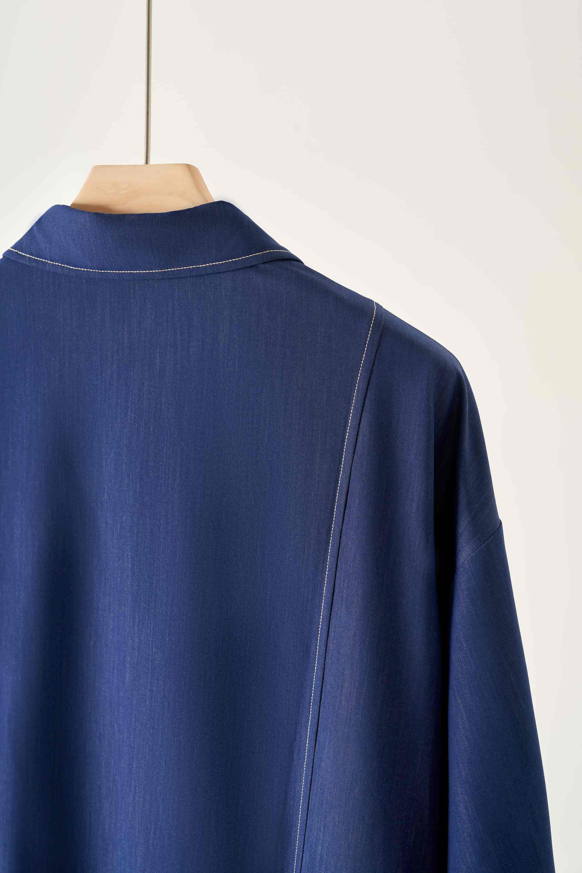 フォーリン アンド コー fall-in&co さらりと纏う ロングシャツワンピース コットン 230909-1 （青） 青