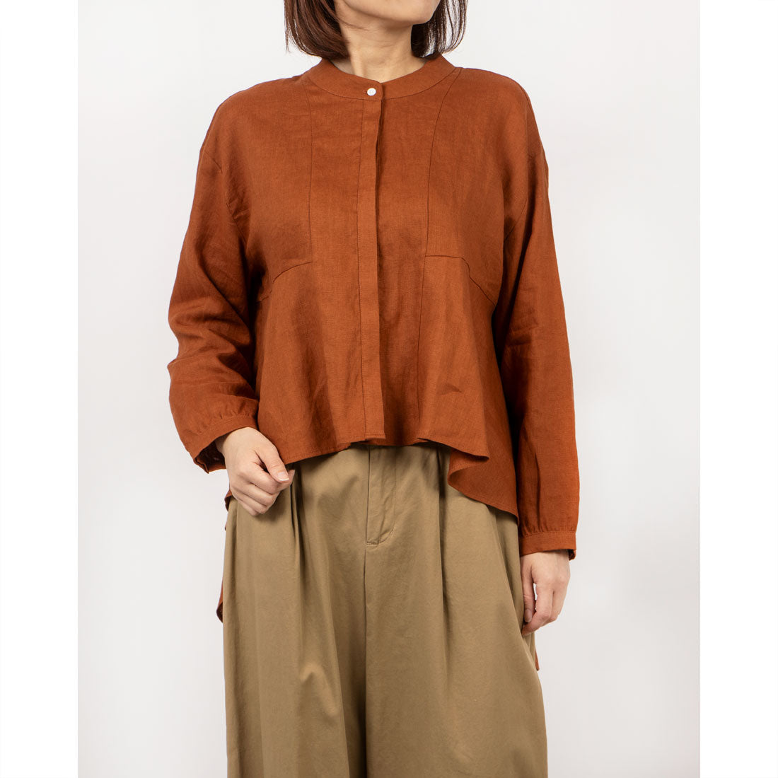 フォーリン アンド コー fall-in&co ゆるっと おしゃれなシャツブラウス 長袖 夏の日焼止めにも ココナッツブラウン 220402-4 （ココナッツブラウン） ココナッツブラウン