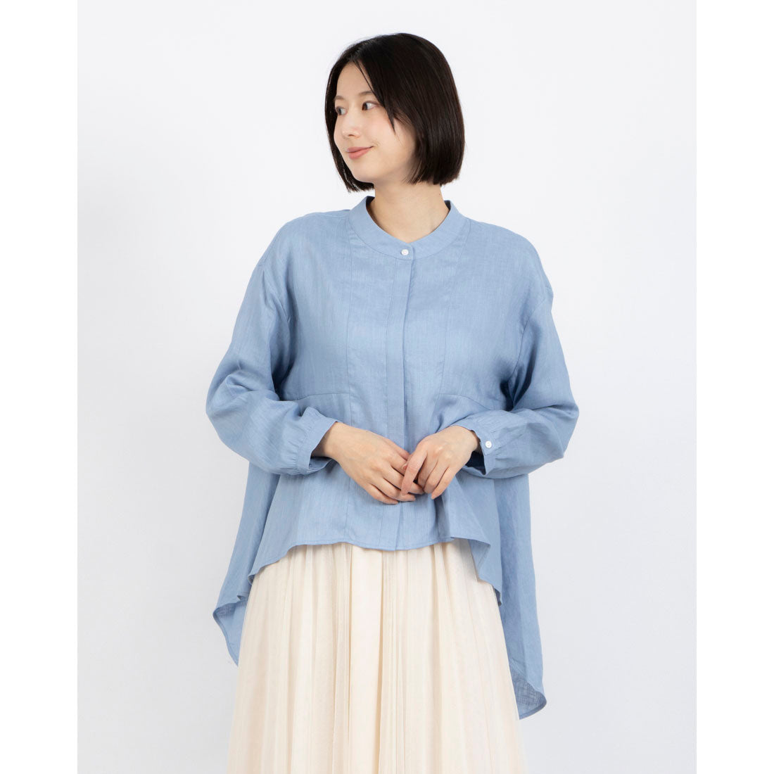 フォーリン アンド コー fall-in&co ゆるっと おしゃれなシャツブラウス 長袖 夏の日焼止めにも 明るい青220402-3 （明るい青） 明るい青