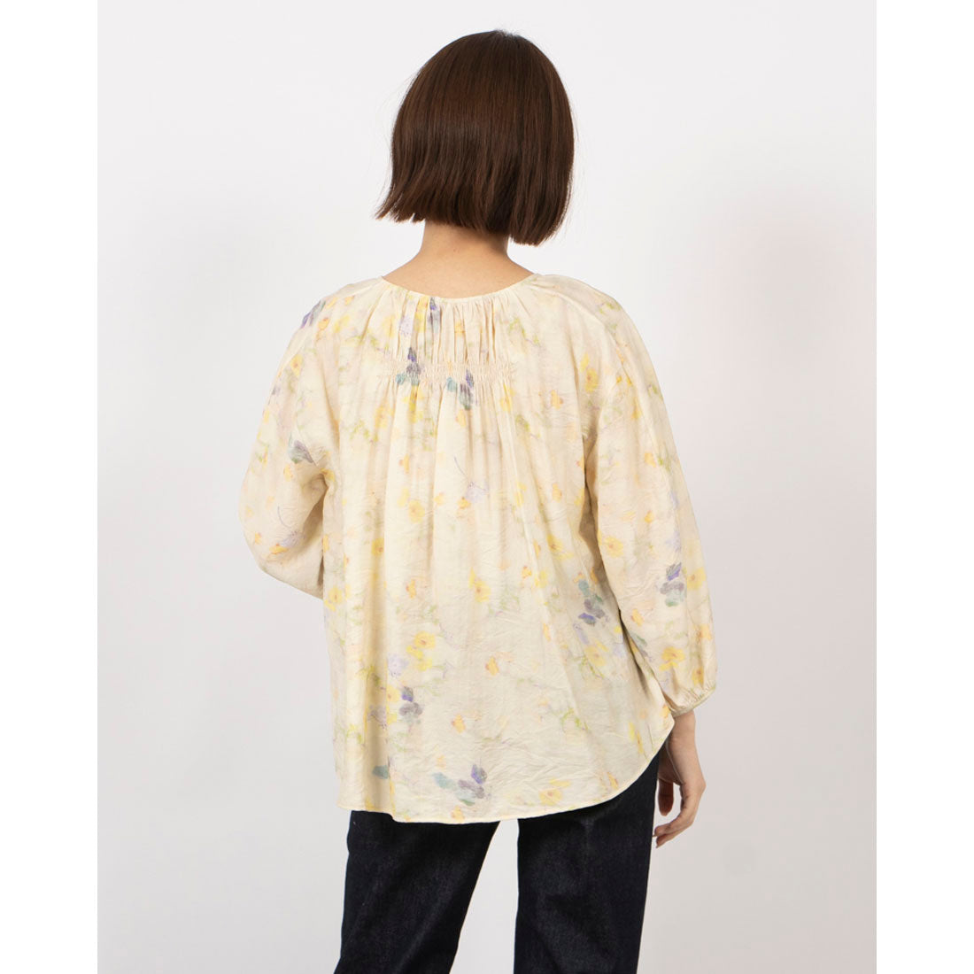 フォーリン アンド コー fall-in&co パッと明るい表情に導く春のブラウス 8分袖 コットン 230926-1 （黄色） 黄色