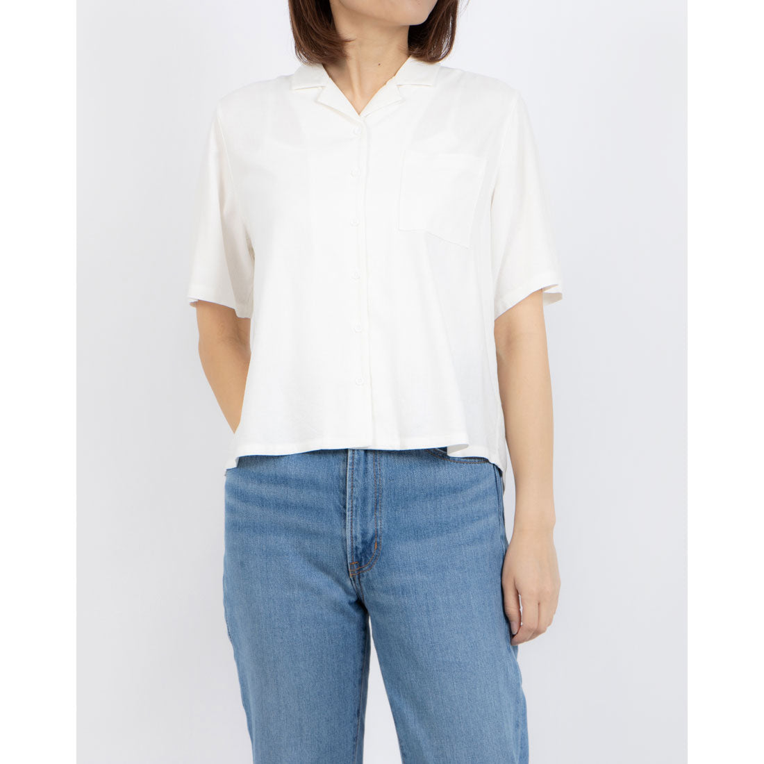 フォーリン アンド コー fall-in&co この着心地の良さは毎日手に取って欲しい コットンリネン開襟ブラウス ホワイト 220511-1 （ホワイト） ホワイト