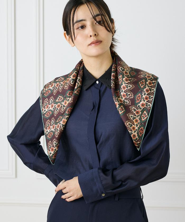 フェイバリット スキナモノ FAVORITE SUKINAMONO Small Classical Dara Scarf スカーフ《Tapis Noir》 （ブラウン） ブラウン