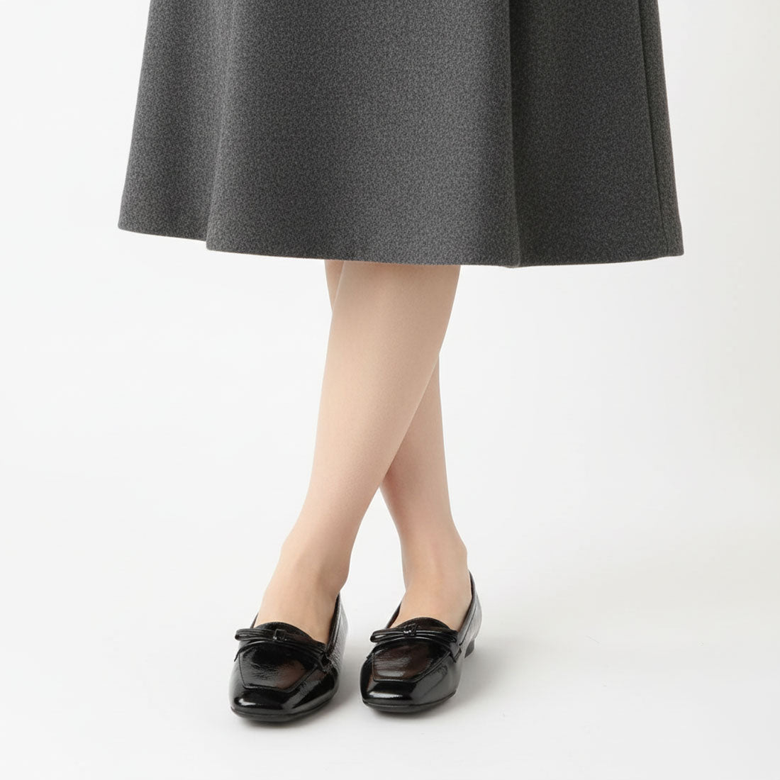 ファビオルスコーニ FABIO RUSCONI スクエアトゥリボンパンプス （ブラック） ブラック