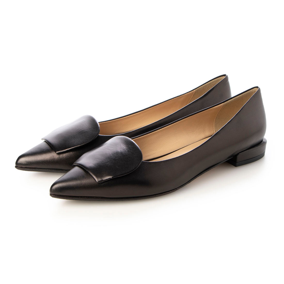 ファビオルスコーニ FABIO RUSCONI ローヒールポインテッドトウパンプス （ブラック） ブラック