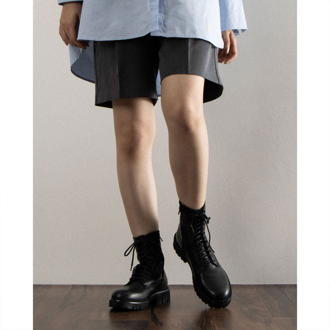 【訳あり新品】 ファビオルスコーニ FABIO RUSCONI レースアップブーツ （ブラック） ブラック