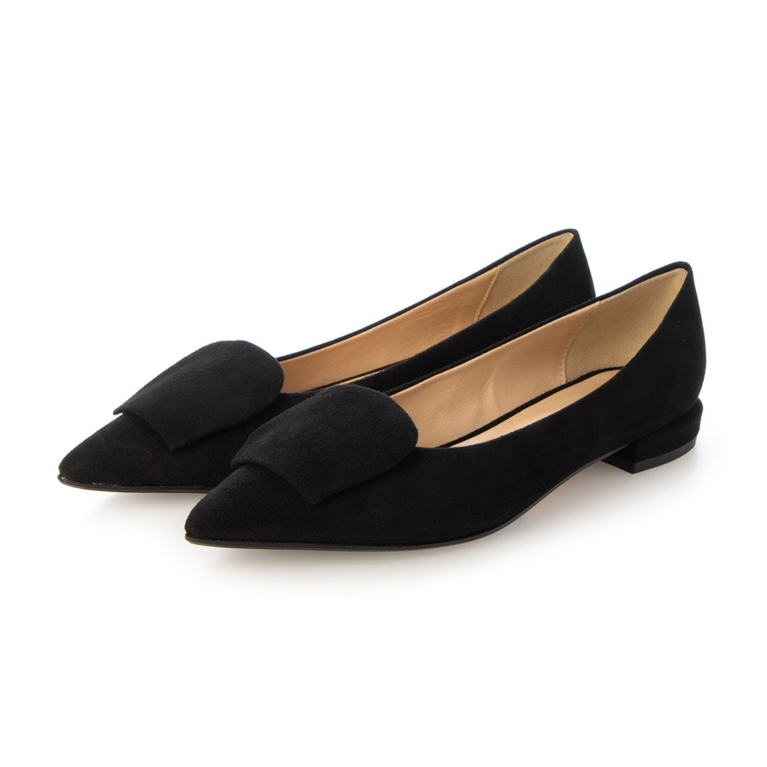 ファビオルスコーニ FABIO RUSCONI ローヒールポインテッドトウパンプス （ブラックスウェード） ブラックスウェード