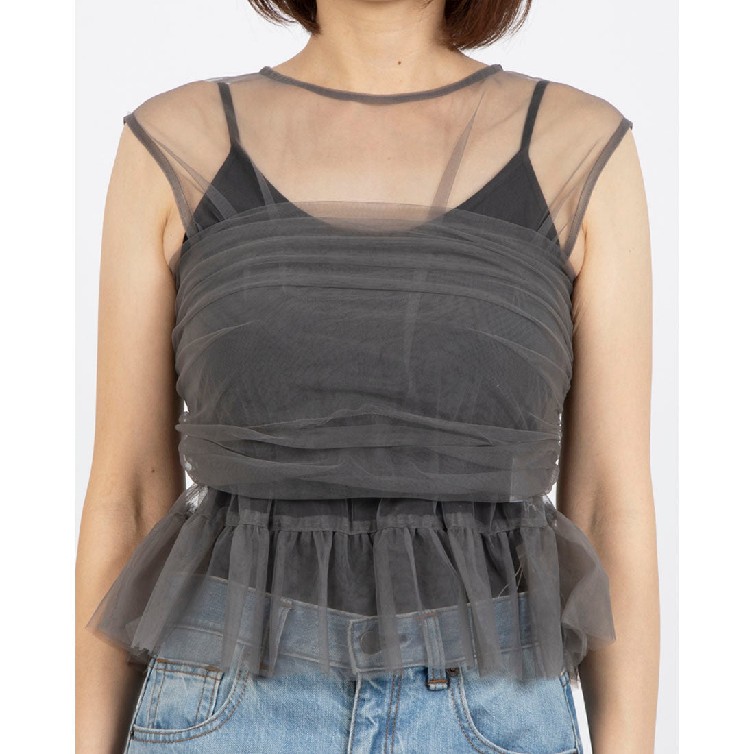 フェピュール feepur チュールビスチェ&ノースリトップス （GRY） GRY