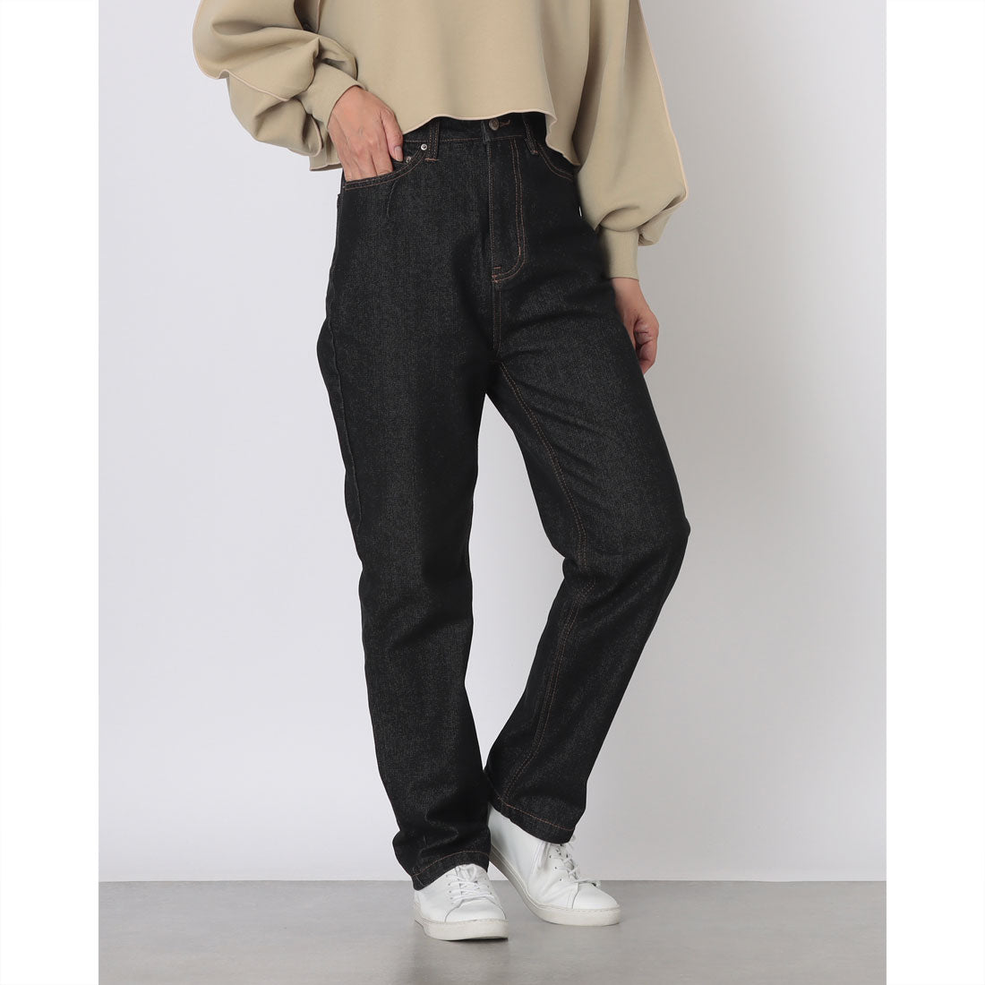 フェピュール feepur ’セミテーパードハイウエストデニム'/ （BLK） BLK