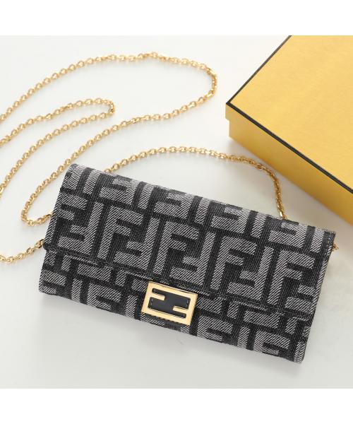 フェンディ FENDI FENDI チェーンウォレット CHAIN CONTINETAL 8M0365 AUT4 （F1UJ5/BLACK+DARK-BL） F1UJ5/BLACK+DARK-BL