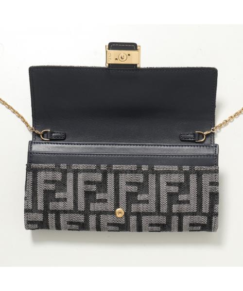 フェンディ FENDI FENDI チェーンウォレット CHAIN CONTINETAL 8M0365 AUT4 （F1UJ5/BLACK+DARK-BL） F1UJ5/BLACK+DARK-BL