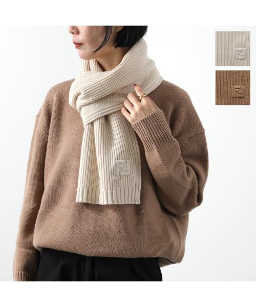 FENDI｜ (FF Wool Scarf (FXT117 ASG2 F15W8)) FENDI FENDI FENDI Scarf FXT117 ASG2 Rib FF Logo