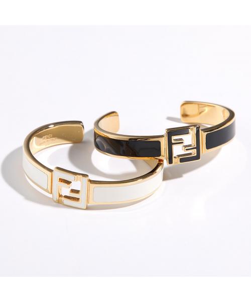 フェンディ FENDI FENDI バングル 8AK067 B09 FFロゴ ブレスレット （F0A47/SOFT-GOLD+WHITE） F0A47/SOFT-GOLD+WHITE