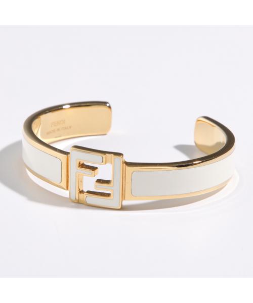 フェンディ FENDI FENDI バングル 8AK067 B09 FFロゴ ブレスレット （F0A47/SOFT-GOLD+WHITE） F0A47/SOFT-GOLD+WHITE