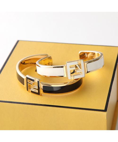 フェンディ FENDI FENDI バングル 8AK067 B09 FFロゴ ブレスレット （F0A47/SOFT-GOLD+WHITE） F0A47/SOFT-GOLD+WHITE