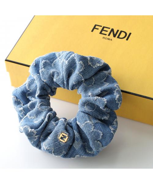 フェンディ FENDI FENDI シュシュ FXT162 B01Z FFロゴ フローラル ヘアゴム （F0RU7/DENIM/ブルー） F0RU7/DENIM/ブルー