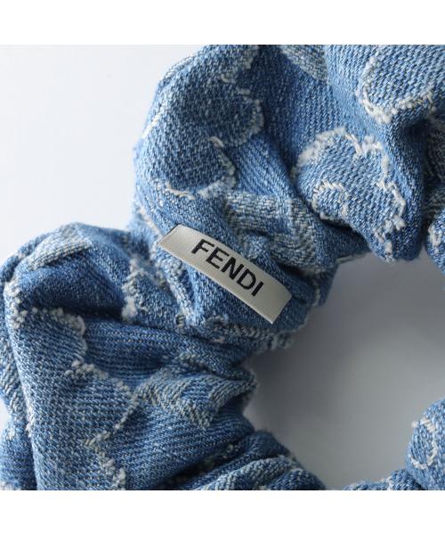 フェンディ FENDI FENDI シュシュ FXT162 B01Z FFロゴ フローラル ヘアゴム （F0RU7/DENIM/ブルー） F0RU7/DENIM/ブルー