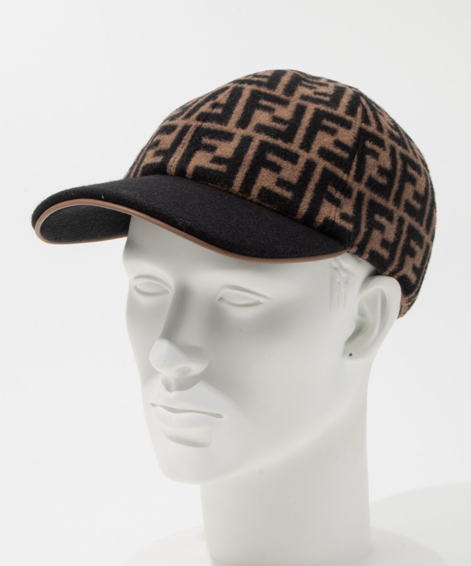 FENDI Cap FXQ340 AQ8B Hat Women's FF Baseball Cap W.CAP/WOVEN TOBACCO