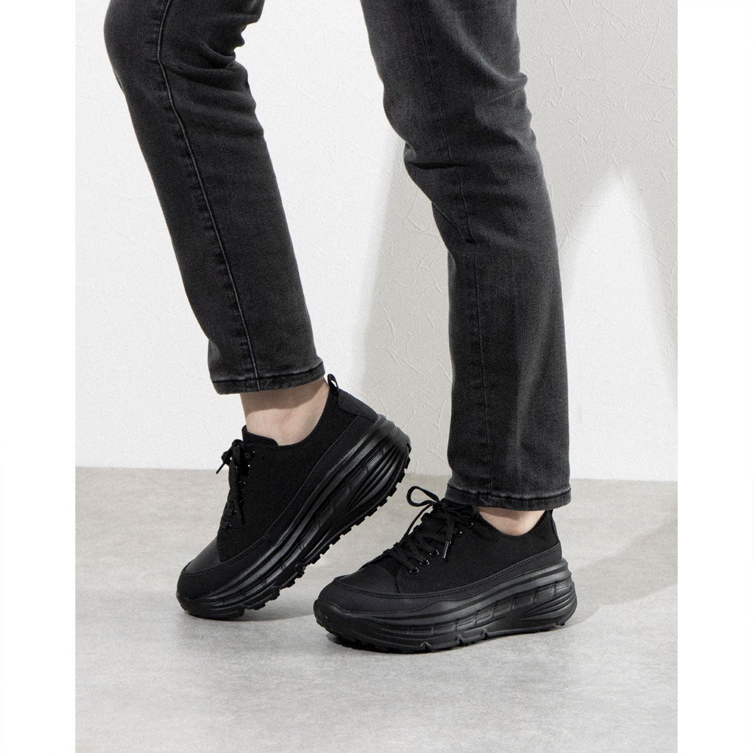 フェザーステップ FEATHER STEP【軽量】高反発厚底レディーススニーカーFS-303 （BLACK） BLACK