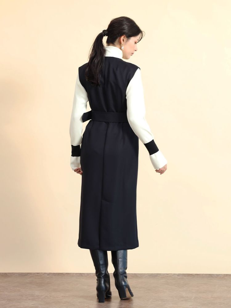 FENNEL ベルト付きロングジレワンピース 黒 フェンネル FENNEL ロングジレワンピース