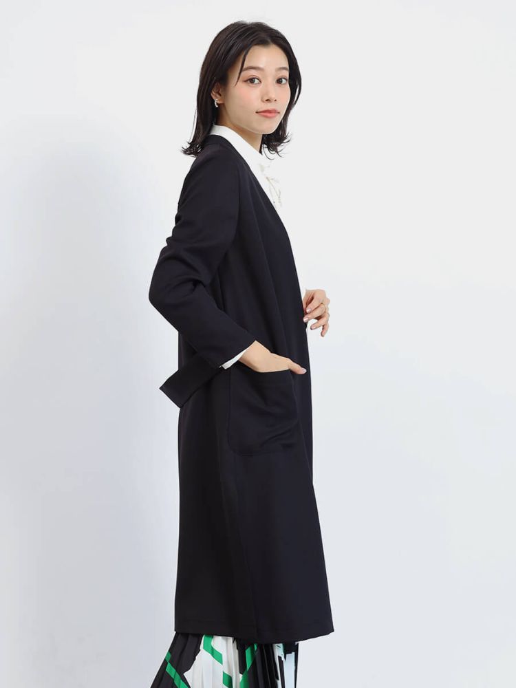 フェンネル FENNEL Vネックノーカラーロングコート （グレージュ） グレージュ