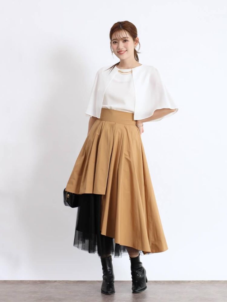 フェンネル FENNEL チュールレイヤードラップフレアスカート（Autumn） （ダークグリーン） ダークグリーン