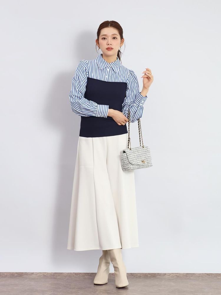 フェンネル FENNEL ニットドッキングストライプシャツ （ブルー） ブルー
