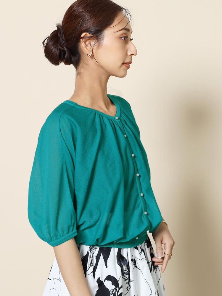 フェンネル FENNEL パールアクセントシアーカーディガン （サンドベージュ） サンドベージュ