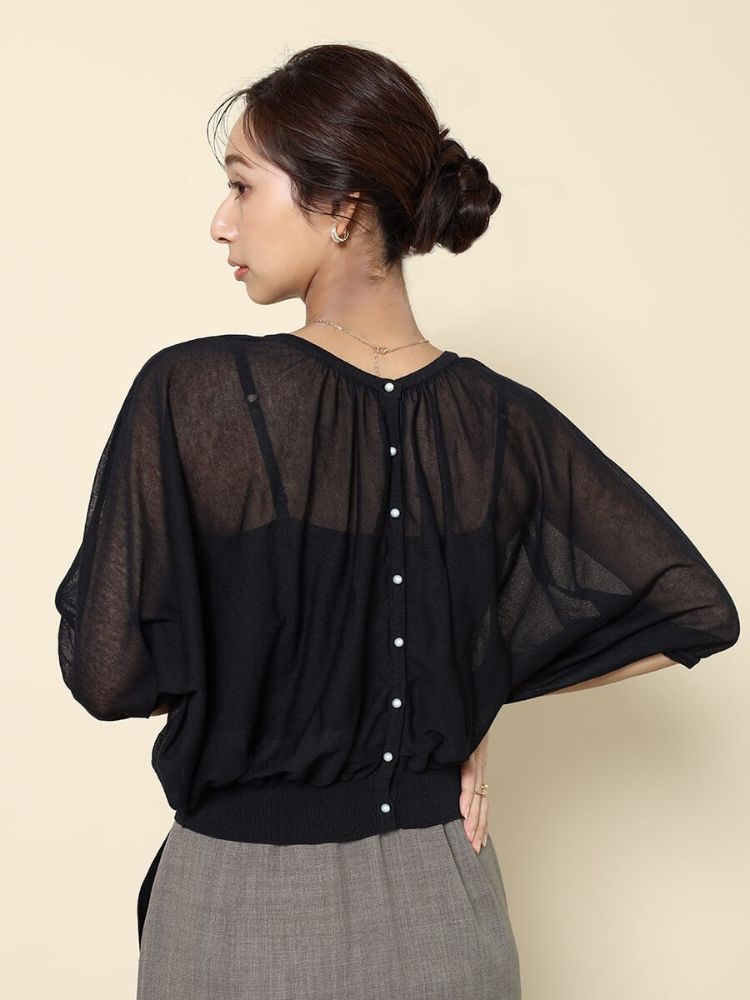 フェンネル FENNEL パールアクセントシアーカーディガン （サンドベージュ） サンドベージュ