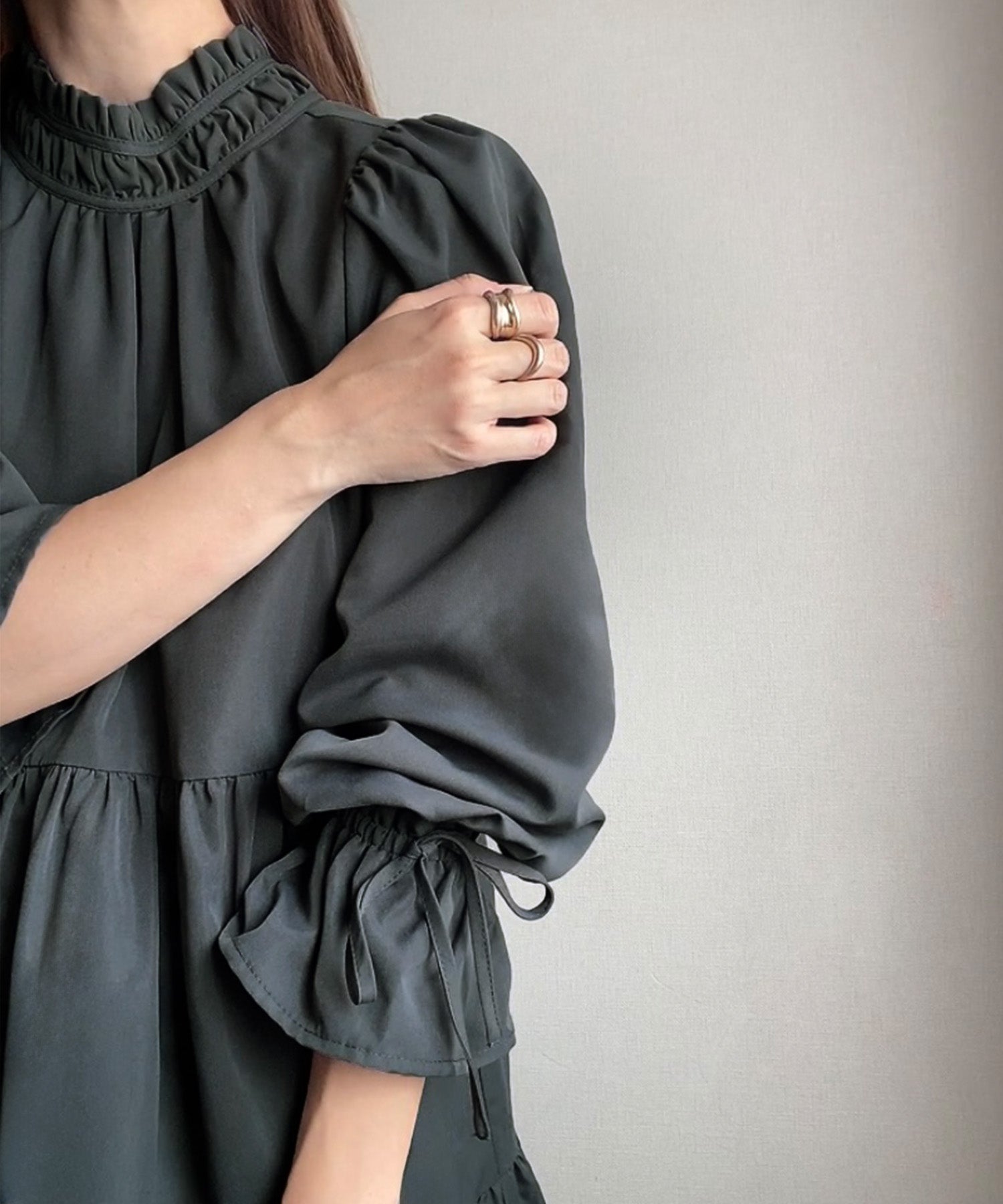 FILLU FILLOU Frill Collar Flare One-Piece Dress