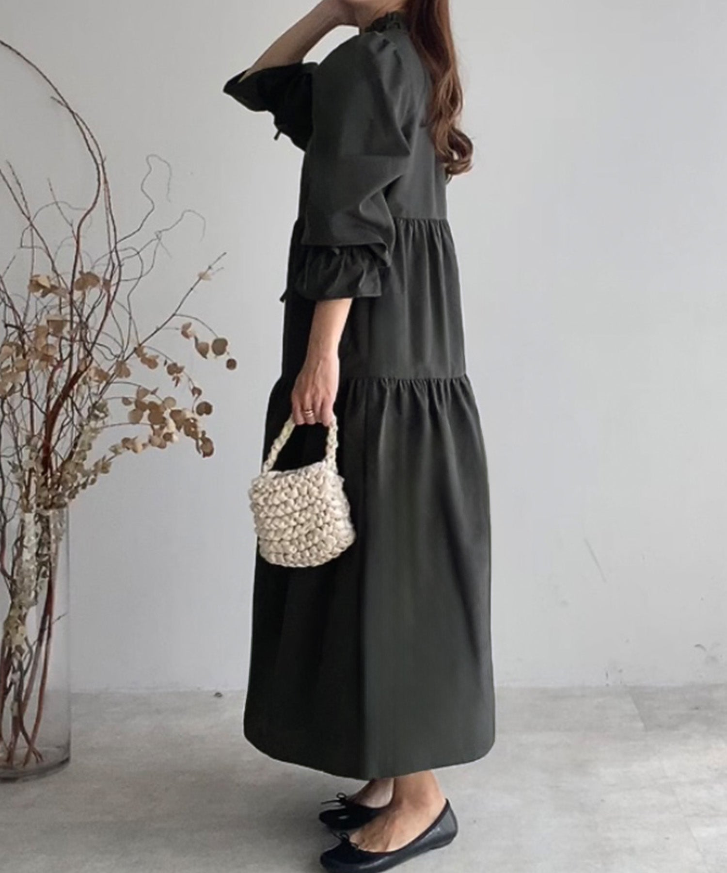 FILLU FILLOU Frill Collar Flare One-Piece Dress
