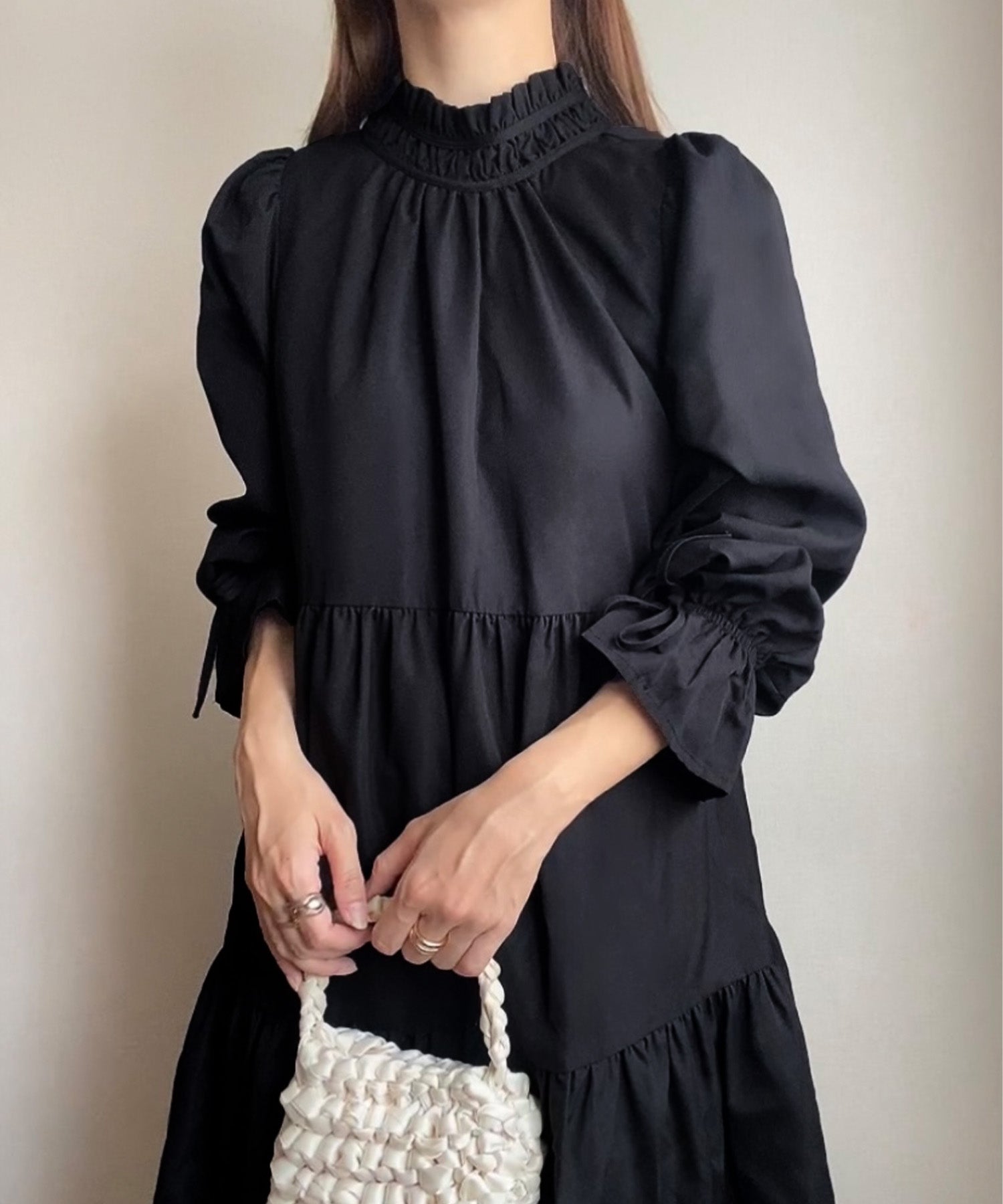FILLU FILLOU Frill Collar Flare One-Piece Dress