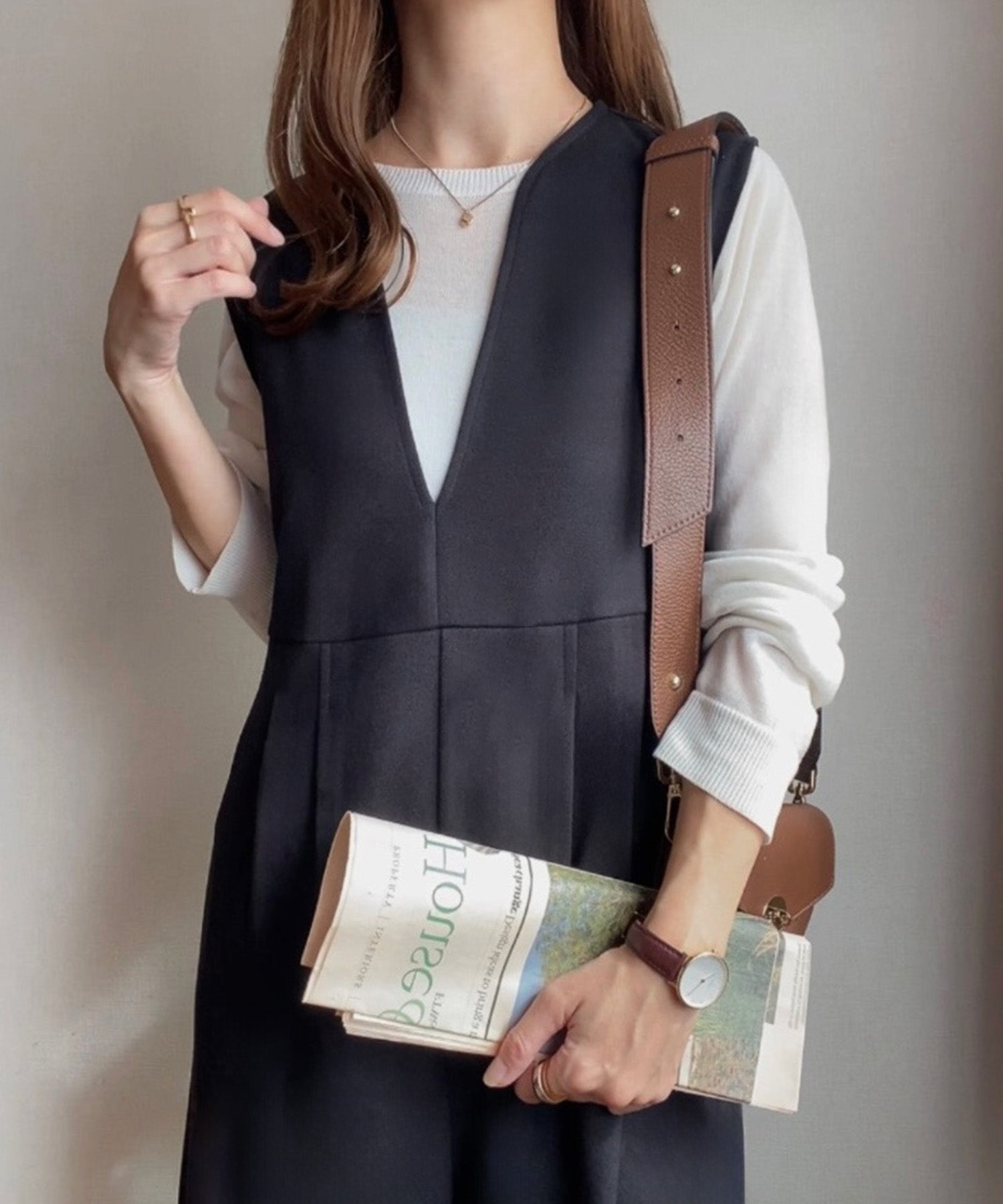 フィルー FILLOU FILLOU ウォームキーネックオールインワン,ブラック