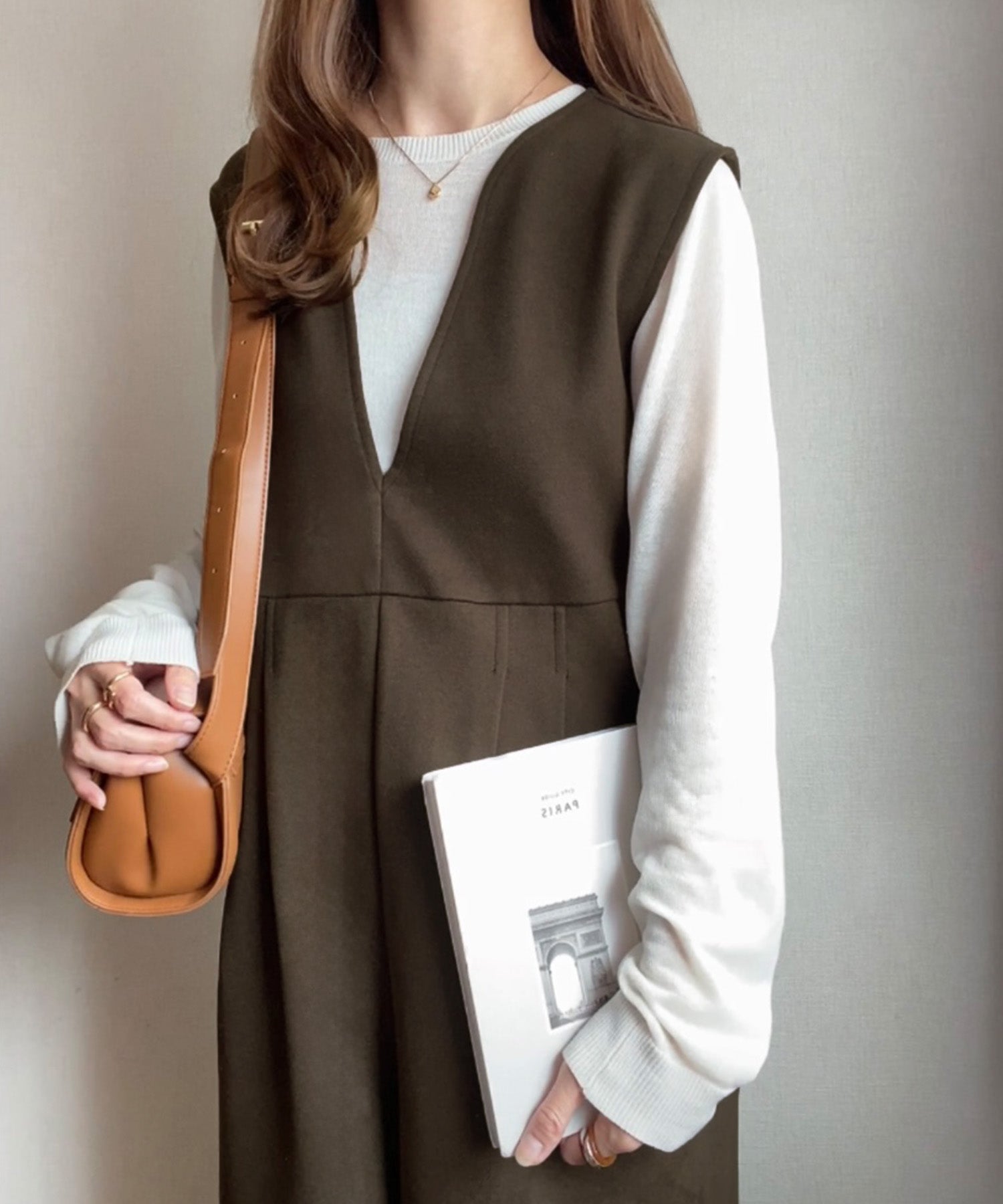 フィルー FILLOU FILLOU ウォームキーネックオールインワン,ブラウン