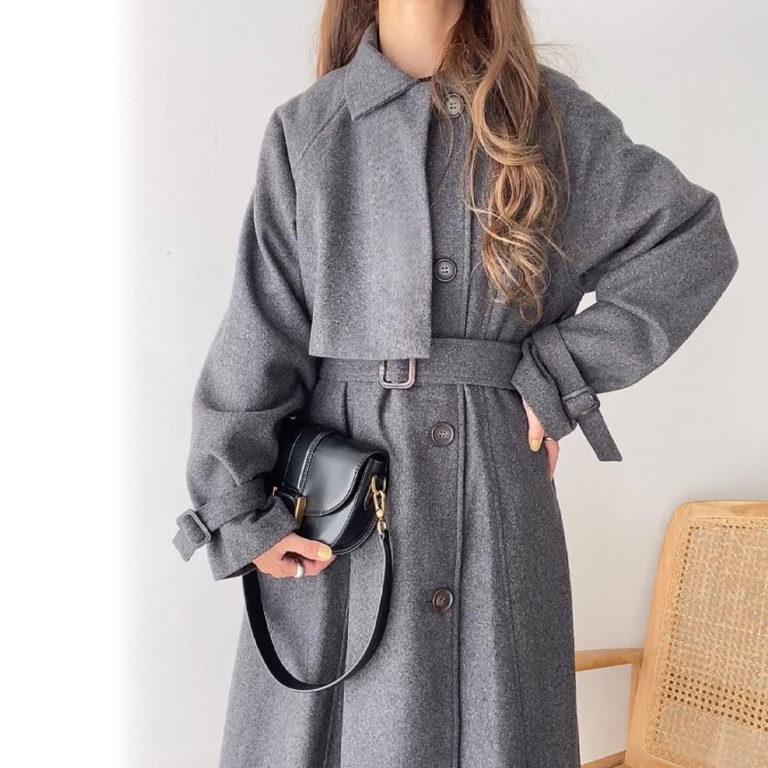 フィルー FILLOU FILLOU ヨークデザインフレアロングコート
