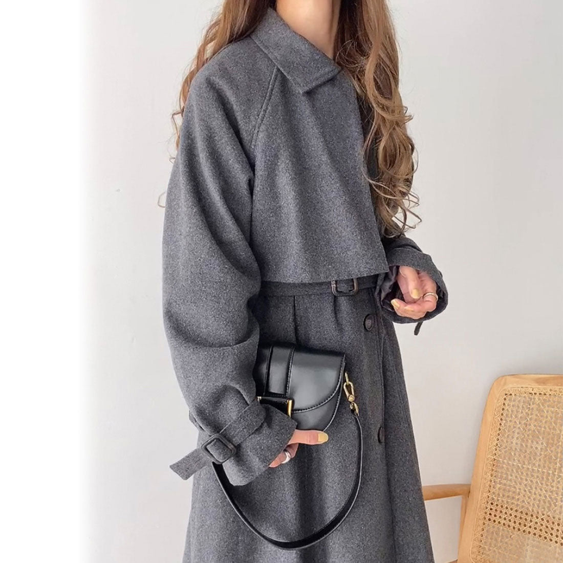 フィルー FILLOU FILLOU ヨークデザインフレアロングコート