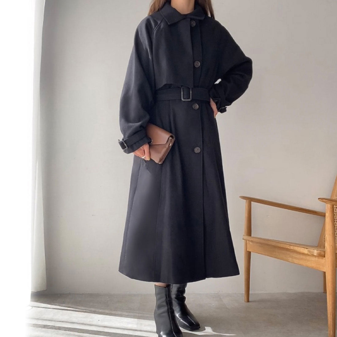 フィルー FILLOU FILLOU ヨークデザインフレアロングコート